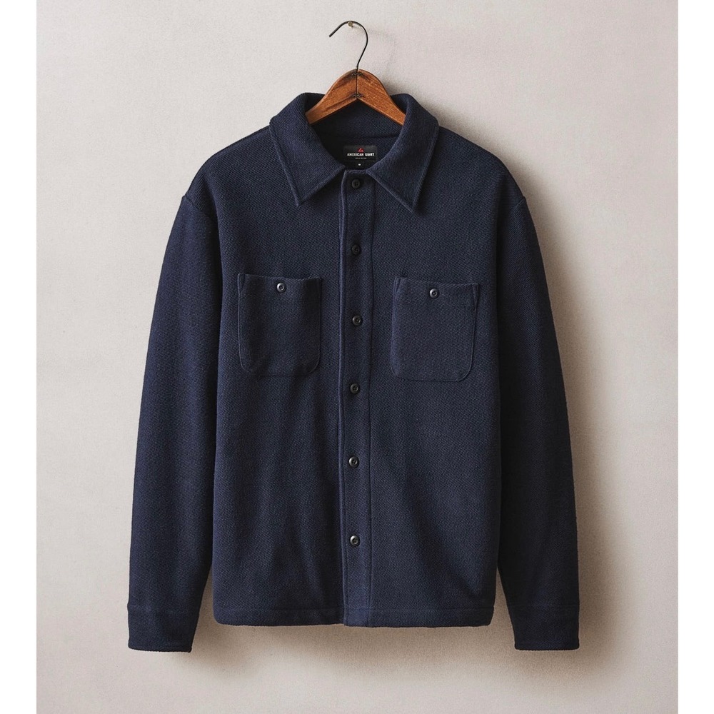 NWOT American Giant Mens French Terry Twill Shacket XL Navy Button Up‎ Outdoors